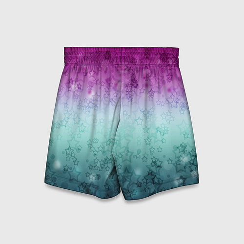 Детские шорты Градиентный узор звезды розово-бирюзовый / 3D-принт – фото 2