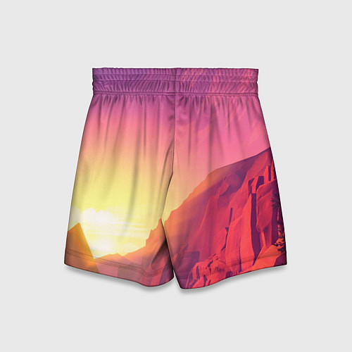 Детские шорты Firewatch - Солнечный закат посреди гор / 3D-принт – фото 2