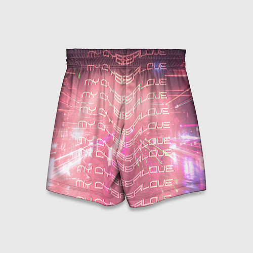 Детские шорты Влюбленные кибер-котики / 3D-принт – фото 2