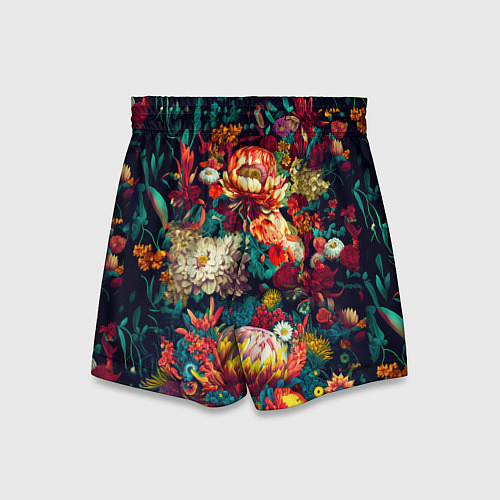 Детские шорты Цветочный паттерн с цветами и листьями / 3D-принт – фото 2
