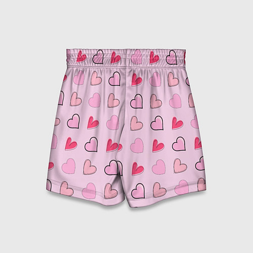 Детские шорты Валентинки на нежно-розовом фоне / 3D-принт – фото 2
