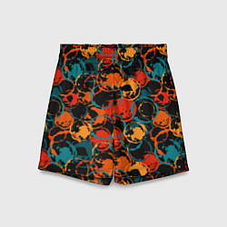 Шорты детские Живописные пятна на черном фоне, цвет: 3D-принт