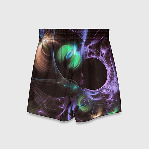 Детские шорты Магические фиолетовые волны и цветные космические / 3D-принт – фото 2