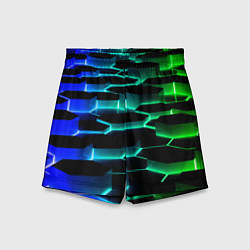 Шорты детские Неоновый разлом световых плит, цвет: 3D-принт