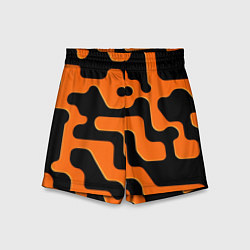Шорты детские Черно-оранжевый абстрактный лабиринт, цвет: 3D-принт