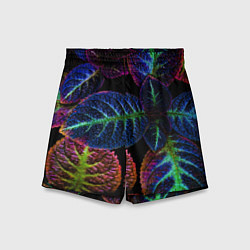Шорты детские Неоновые листья растений, цвет: 3D-принт