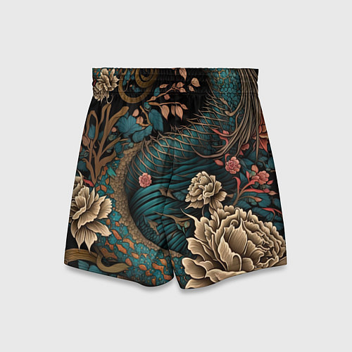 Детские шорты Японский змей Irezumi / 3D-принт – фото 2