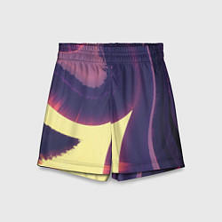 Шорты детские Фиолетовые и жёлтые абстрактные волны, цвет: 3D-принт