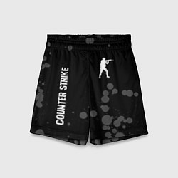 Детские шорты Counter Strike glitch на темном фоне: надпись, сим