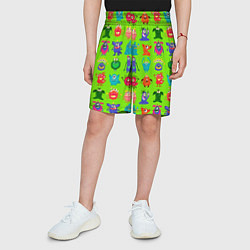 Шорты детские Разноцветные монстрики, цвет: 3D-принт — фото 2