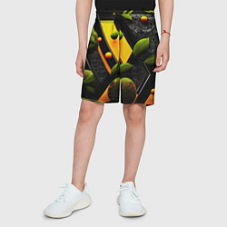 Шорты детские Объемные зеленые листья, цвет: 3D-принт — фото 2