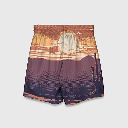 Детские шорты Пиксельный пейзаж пустыни / 3D-принт – фото 2