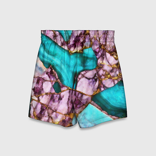 Детские шорты Рисунок текстуры синего и фиолетового мрамора / 3D-принт – фото 2