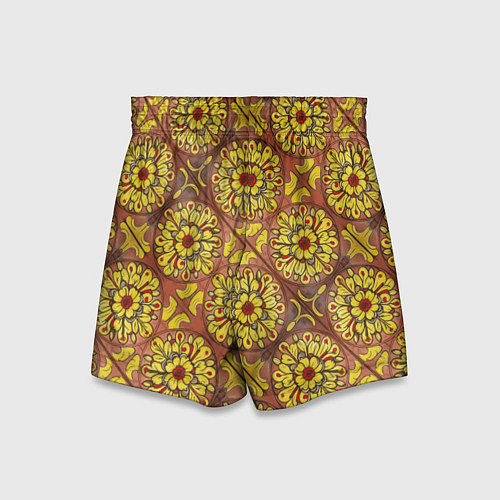 Детские шорты Желто-красные цветочки / 3D-принт – фото 2