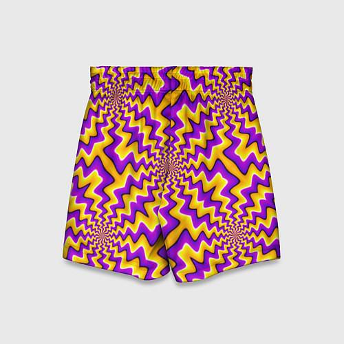 Детские шорты Желто-фиолетовая иллюзия вращения / 3D-принт – фото 2
