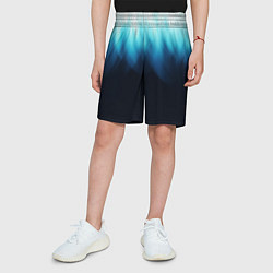 Шорты детские Синее пламя огня на черном, цвет: 3D-принт — фото 2