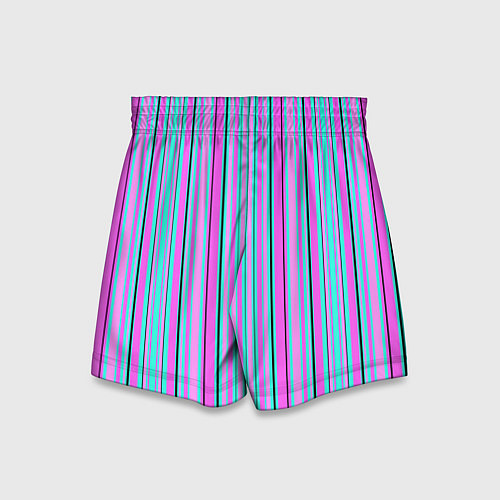 Детские шорты Розово-голубой неновый полосатый узор / 3D-принт – фото 2