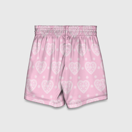 Детские шорты Розовое кружево сердечки / 3D-принт – фото 2