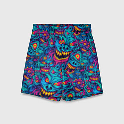 Шорты детские Неоновые монстры - graffiti art style pattern, цвет: 3D-принт