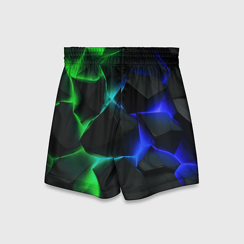 Детские шорты Синие и зеленые плиты / 3D-принт – фото 2