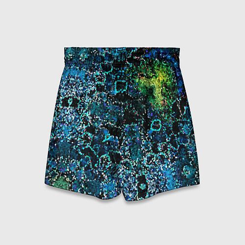 Детские шорты Мозаичный узор в синих и зеленых тонах / 3D-принт – фото 2