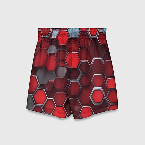 Детские шорты Cyber hexagon red / 3D-принт – фото 2