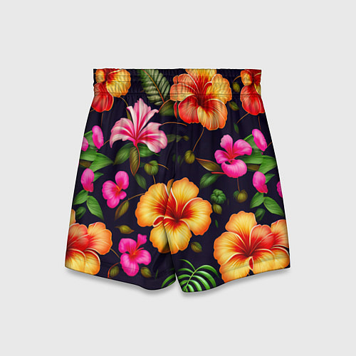 Детские шорты Гавайские цветы узор / 3D-принт – фото 2