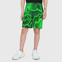 Шорты детские Объемные зеленые линии, цвет: 3D-принт — фото 2