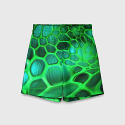 Шорты детские Зеленые неоновые соты, цвет: 3D-принт