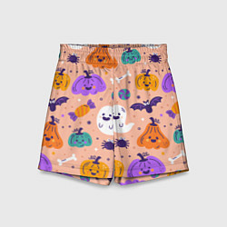 Детские шорты Halloween - pumpkins and ghosts
