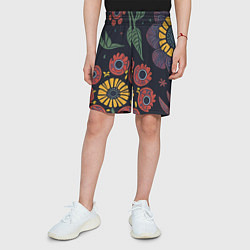 Шорты детские Простые цветы на глубоком синем, цвет: 3D-принт — фото 2