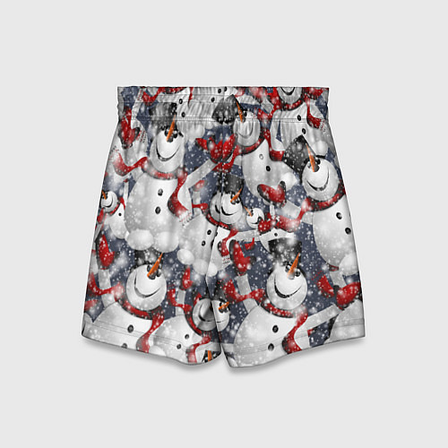 Детские шорты Зимний паттерн со снеговиками / 3D-принт – фото 2