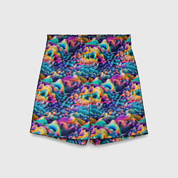 Шорты детские Разноцветные причудливые волны, цвет: 3D-принт