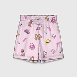 Детские шорты Барби аксессуары - розовый паттерн
