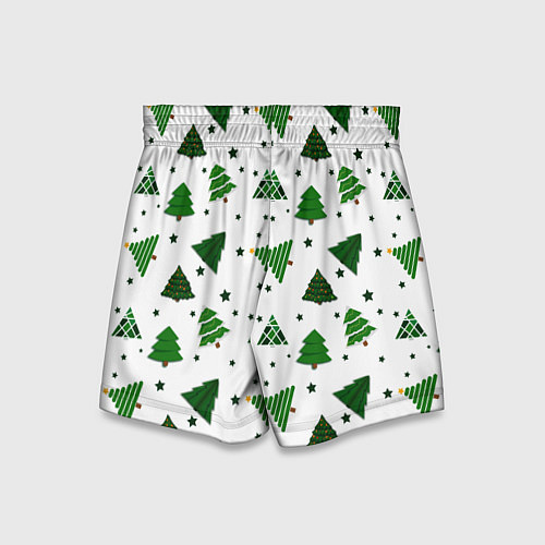 Детские шорты Узор с зелеными елочками / 3D-принт – фото 2