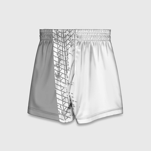 Детские шорты Ford speed на светлом фоне со следами шин: по-верт / 3D-принт – фото 2