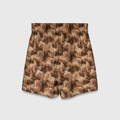 Детские шорты Меховой паттерн коричневый / 3D-принт – фото 2