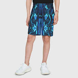Шорты детские Киберпанк неоновая броня синяя, цвет: 3D-принт — фото 2
