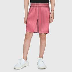 Шорты детские Серьёзный розовый с полоску, цвет: 3D-принт — фото 2