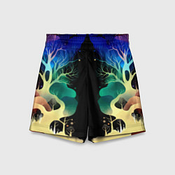 Шорты детские Звёздная ночь в сказочном лесу, цвет: 3D-принт