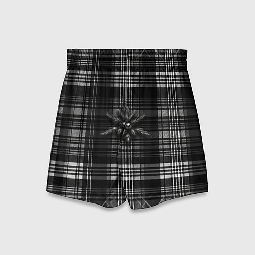 Детские шорты Черно-белая шотландская клетка / 3D-принт – фото 2