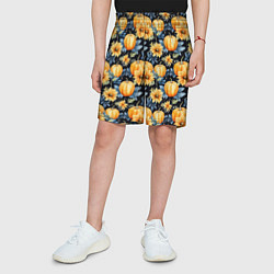Шорты детские Паттерн тыквы и цветы, цвет: 3D-принт — фото 2