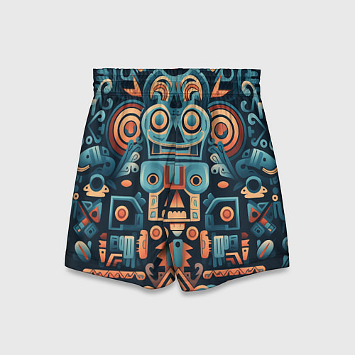 Детские шорты Симметричный абстрактный паттерн в ацтекском стиле / 3D-принт – фото 2
