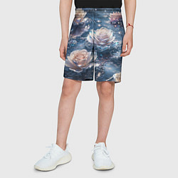 Шорты детские Белые розы на воде, цвет: 3D-принт — фото 2