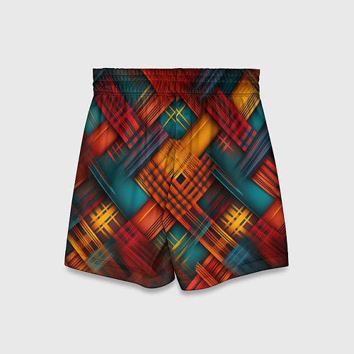 Детские шорты Разноцветная клетка в шотландском стиле / 3D-принт – фото 2