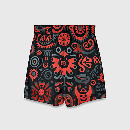 Детские шорты Красно-черный узор в славянском стиле / 3D-принт – фото 2
