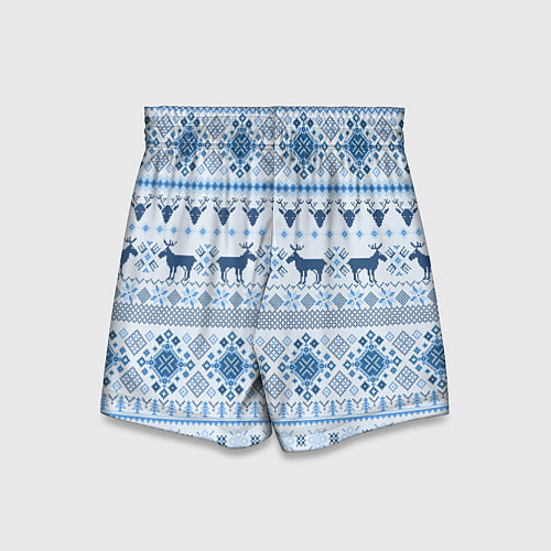Детские шорты Blue sweater with reindeer / 3D-принт – фото 2