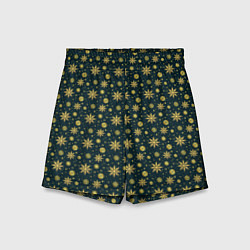 Детские шорты Декоративные снежинки с золотым блеском