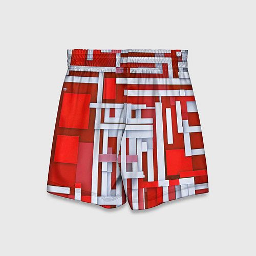 Детские шорты Полосы на красном фоне / 3D-принт – фото 2