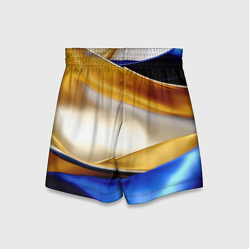 Детские шорты Белая желтая синяя абстракция / 3D-принт – фото 2